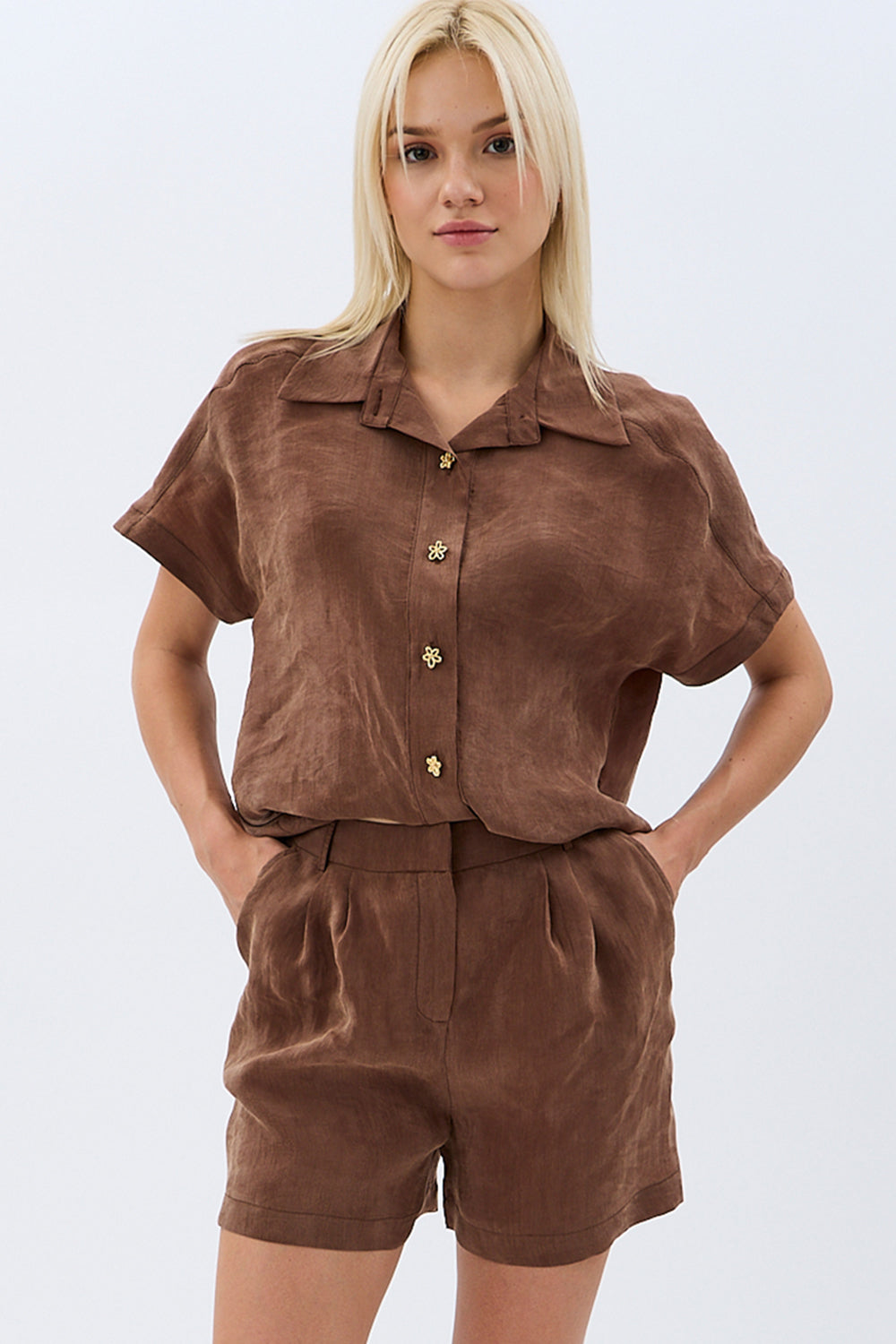 Diagonal-Tasarım Düğmeli Gömlek-Gömlek-5-Milagron.com