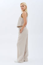 Diagonal-Tasarım Düğmeli Keten Yelek-Yelek-8-Milagron.com