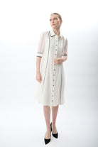 Diagonal-Transparan Kol Detaylı Midi Elbise-Elbise-1-Milagron.com