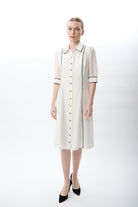 Diagonal-Transparan Kol Detaylı Midi Elbise-Elbise-3-Milagron.com