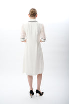 Diagonal-Transparan Kol Detaylı Midi Elbise-Elbise-4-Milagron.com