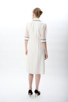 Diagonal-Transparan Kol Detaylı Midi Elbise-Elbise-6-Milagron.com