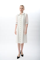 Diagonal-Transparan Kol Detaylı Midi Elbise-Elbise-7-Milagron.com