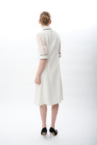 Diagonal-Transparan Kol Detaylı Midi Elbise-Elbise-8-Milagron.com