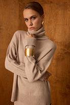 Diagonal-Triko Boğazlı Bej Bluz-Bluz-2-Milagron.com