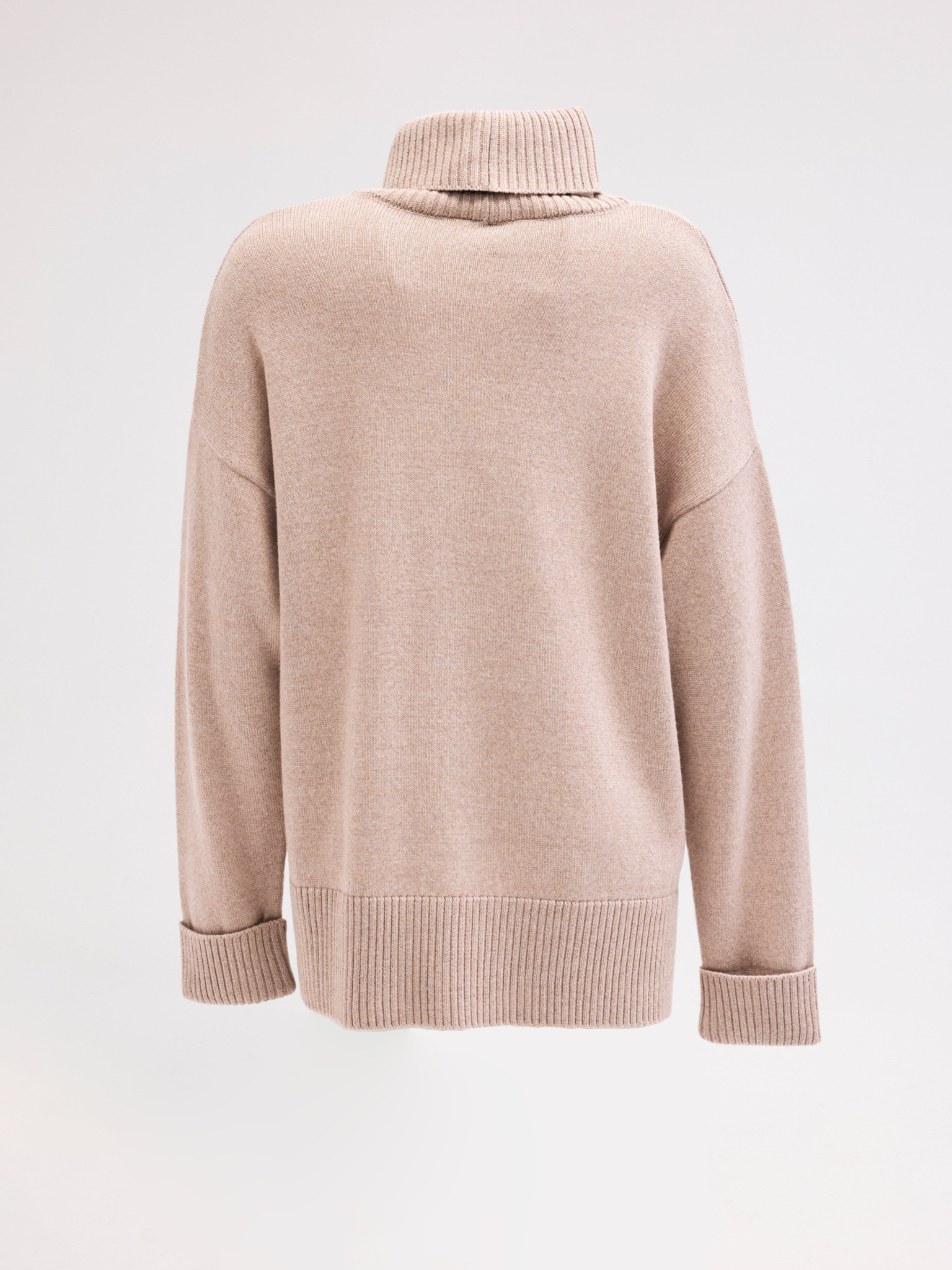 Diagonal-Triko Boğazlı Bej Bluz-Bluz-7-Milagron.com