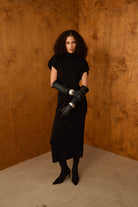 Diagonal-Triko Siyah Elbise-Elbise-1-Milagron.com