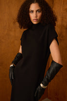 Diagonal-Triko Siyah Elbise-Elbise-2-Milagron.com