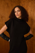 Diagonal-Triko Siyah Elbise-Elbise-3-Milagron.com