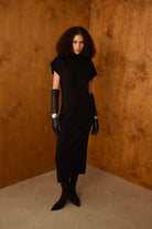 Diagonal-Triko Siyah Elbise-Elbise-4-Milagron.com