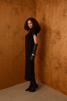 Diagonal-Triko Siyah Elbise-Elbise-5-Milagron.com