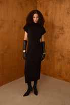 Diagonal-Triko Siyah Elbise-Elbise-7-Milagron.com