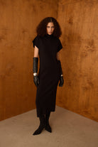 Diagonal-Triko Siyah Elbise-Elbise-9-Milagron.com