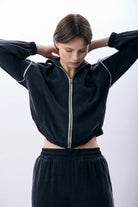 Diagonal-Uzun Kollu Fermuarlı Ceket-Ceket-5-Milagron.com