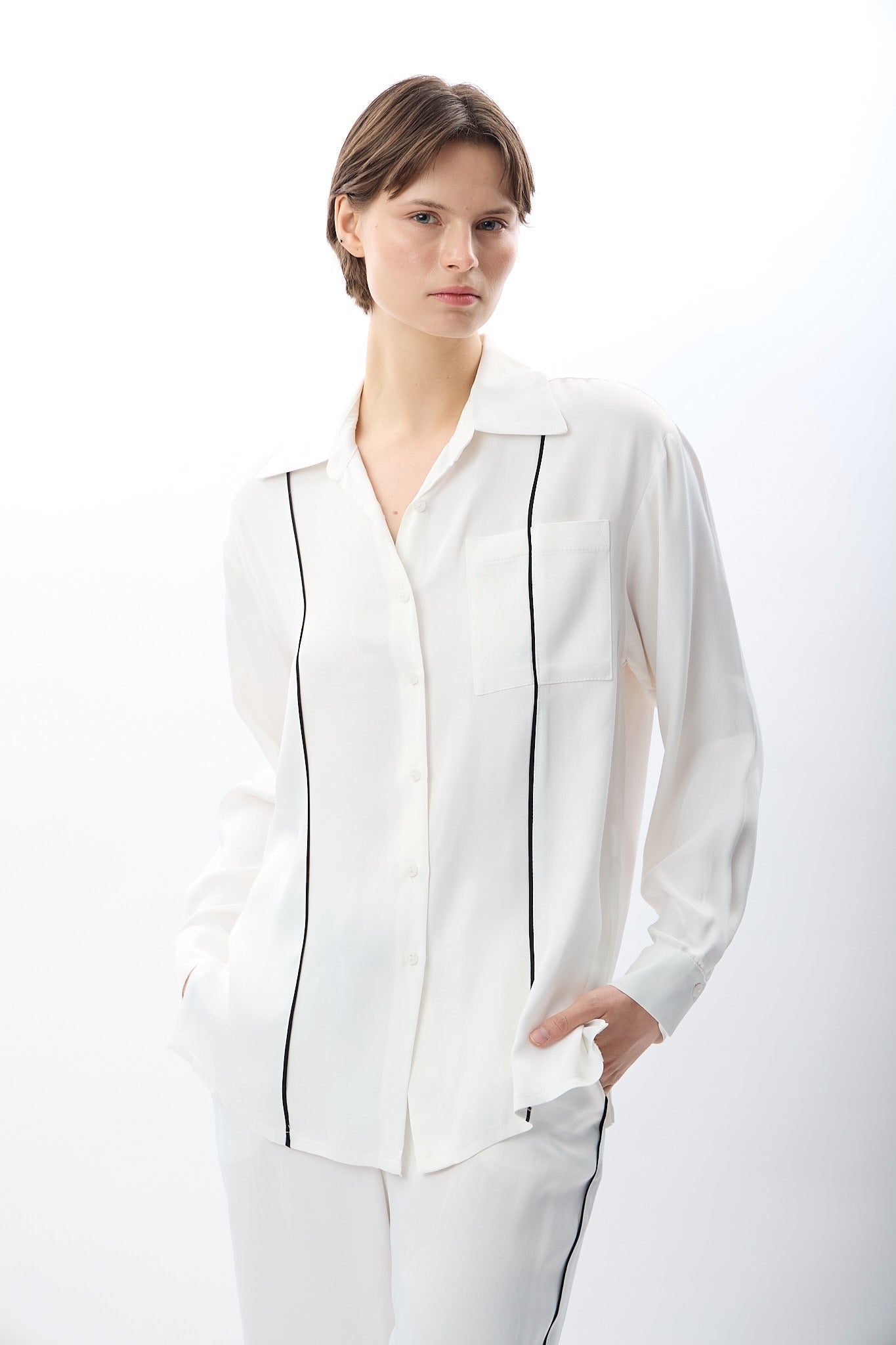 Diagonal-Uzun Kollu Tek Cepli Gömlek-Gömlek-1-Milagron.com