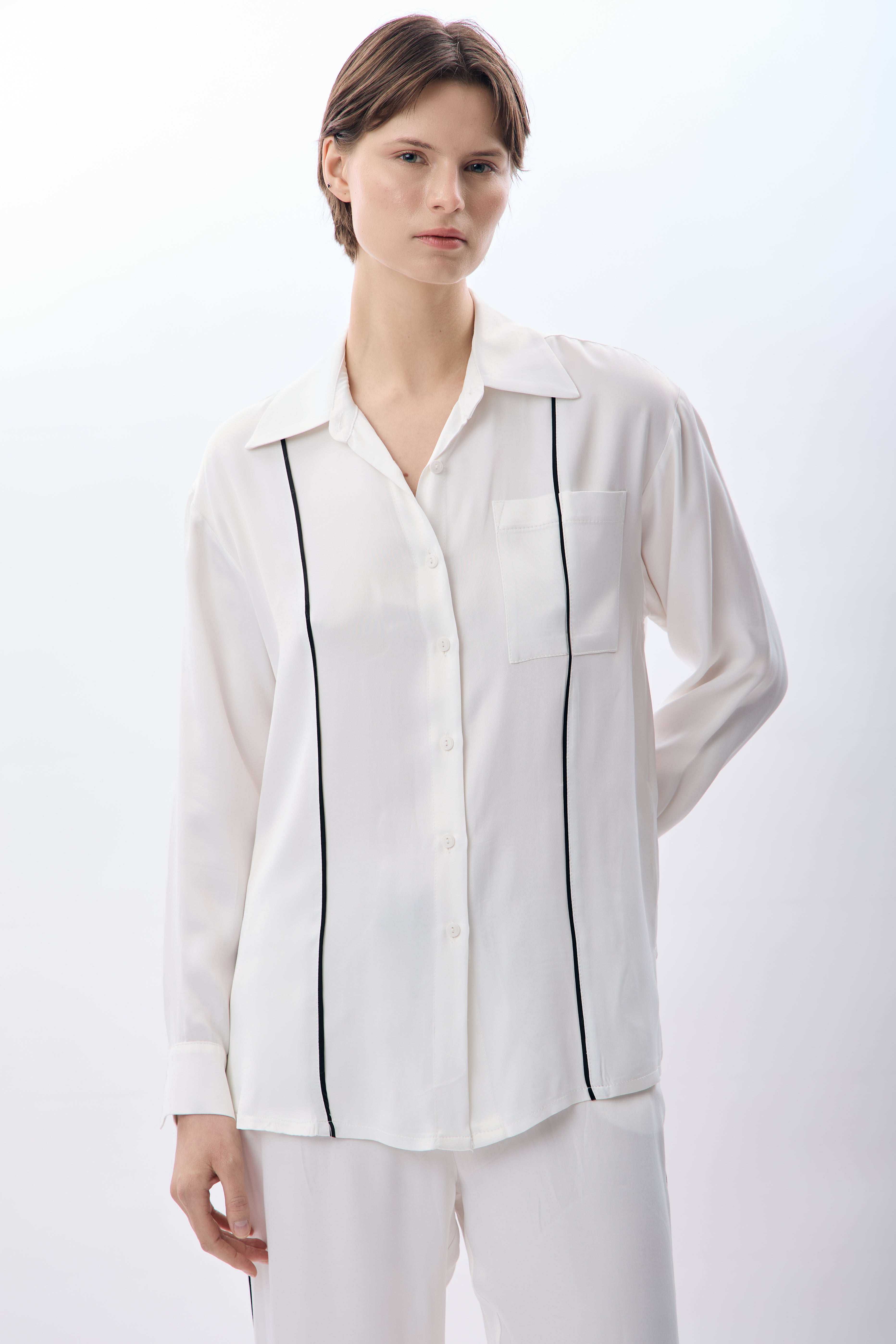 Diagonal-Uzun Kollu Tek Cepli Gömlek-Gömlek-3-Milagron.com