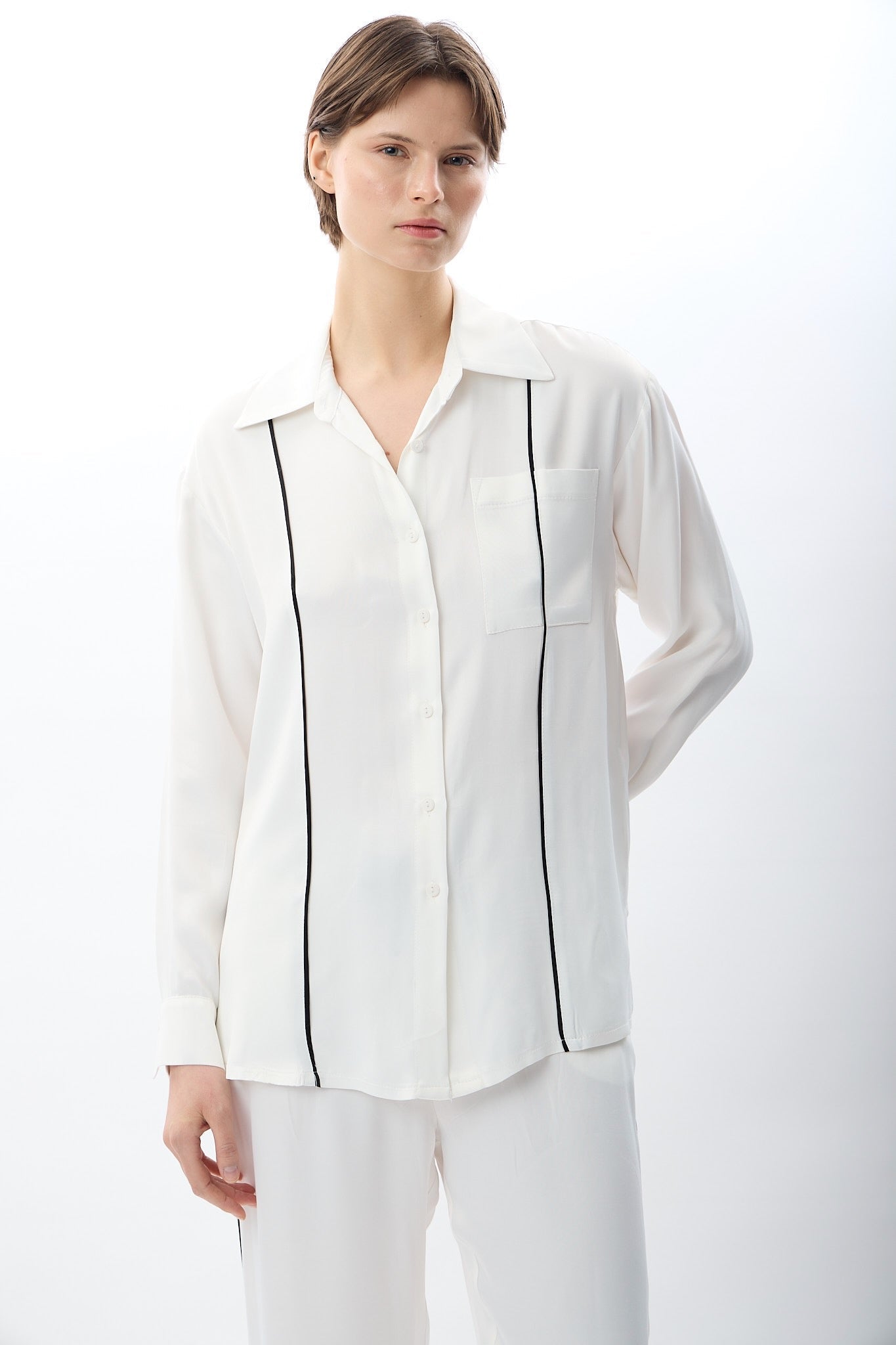 Diagonal-Uzun Kollu Tek Cepli Gömlek-Gömlek-5-Milagron.com