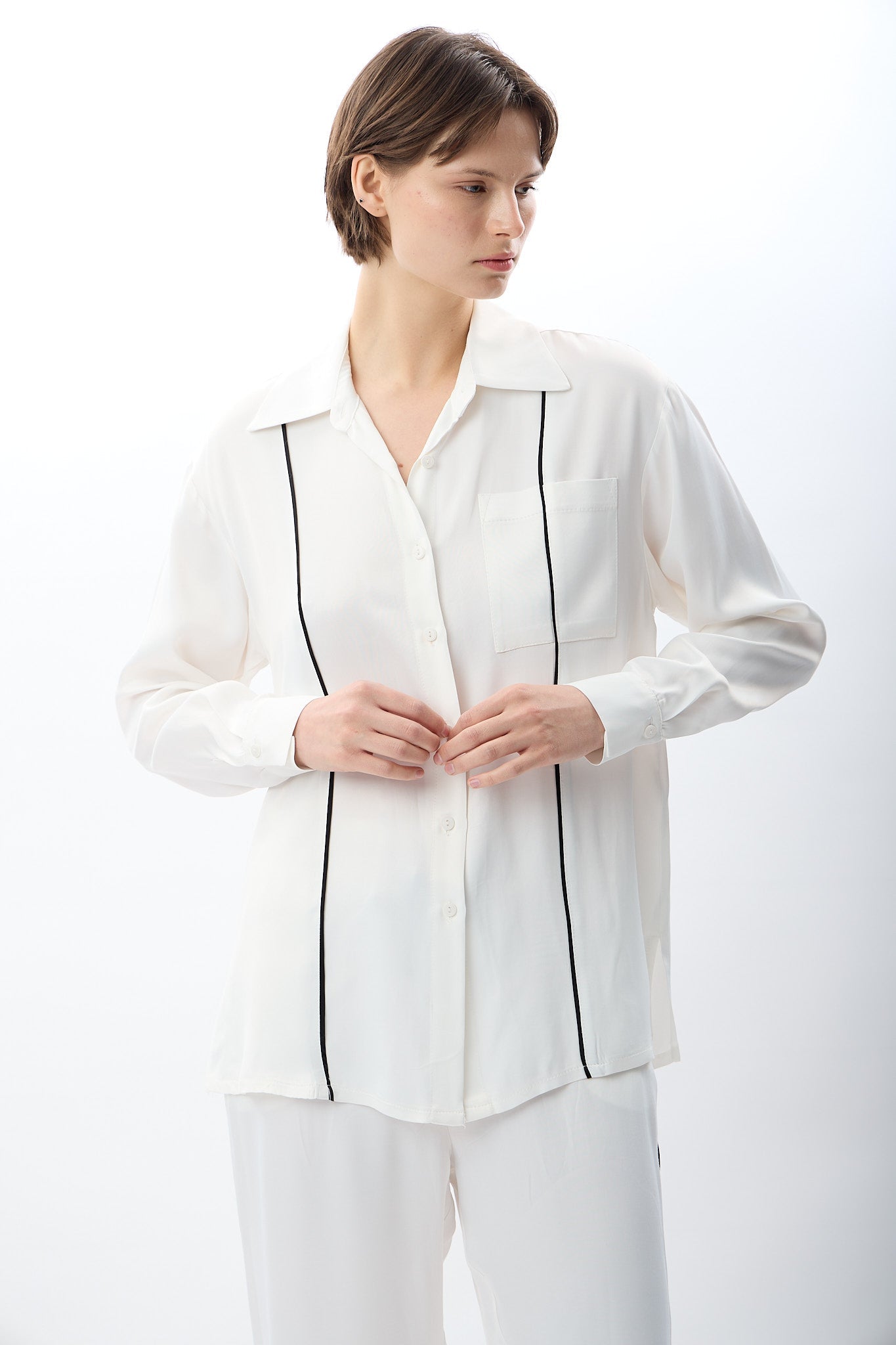 Diagonal-Uzun Kollu Tek Cepli Gömlek-Gömlek-6-Milagron.com