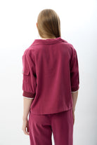 Diagonal-V Yaka Büzgü Detaylı Bluz-Bluz-7-Milagron.com