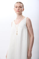 Diagonal-V Yaka Kolsuz Uzun Elbise-Elbise-2-Milagron.com