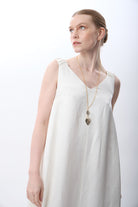 Diagonal-V Yaka Kolsuz Uzun Elbise-Elbise-6-Milagron.com