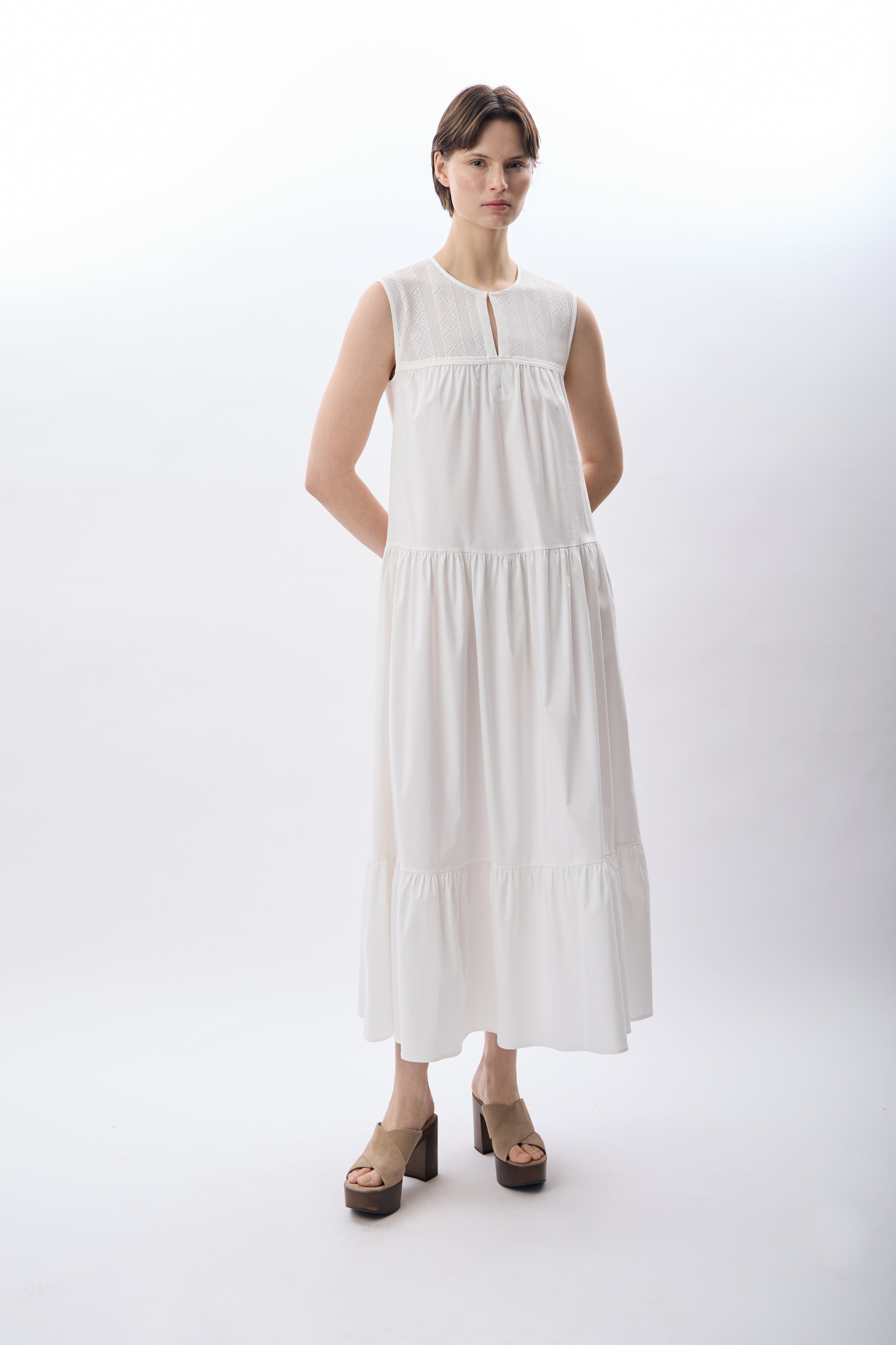 Diagonal-Volanlı Maxi Elbise-Elbise-1-Milagron.com