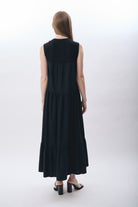 Diagonal-Volanlı Maxi Elbise-Elbise-3-Milagron.com