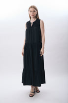 Diagonal-Volanlı Maxi Elbise-Elbise-4-Milagron.com