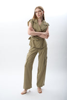 Diagonal-Yan Cep Detaylı Rahat Pantolon-Pantolon-5-Milagron.com