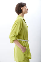 Diagonal-Yırtmaç Detay Kemerli Gömlek-Gömlek-6-Milagron.com