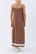 Diagonal-Yırtmaçlı Salaş Elbise (Kahverengi)-Elbise-3-Milagron.com