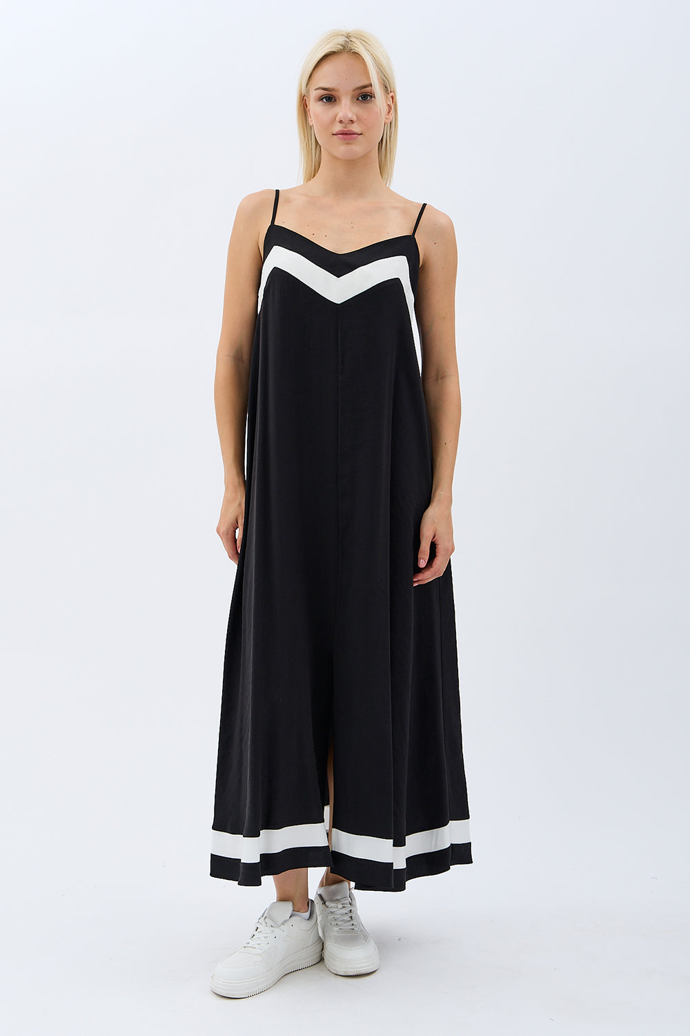 Diagonal-Yırtmaçlı Salaş Elbise-Elbise-5-Milagron.com