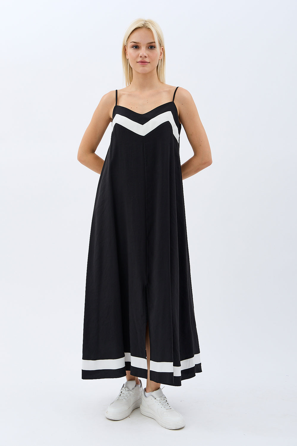 Diagonal-Yırtmaçlı Salaş Elbise-Elbise-6-Milagron.com