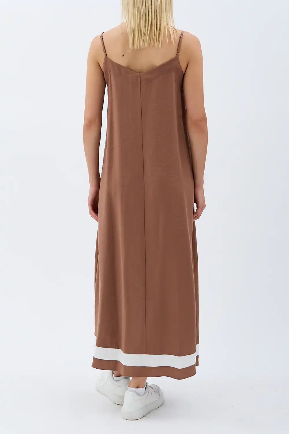 Yırtmaçlı Salaş Elbise (Kahverengi)