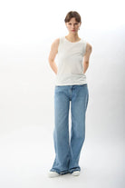 Yüksek Bel Denim Pantolon (Mavi)