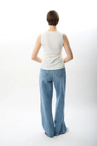 Yüksek Bel Denim Pantolon (Mavi)