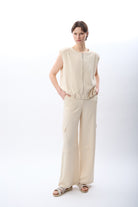 Diagonal-Yüksek Bel Keten Pantolon-Pantolon-1-Milagron.com