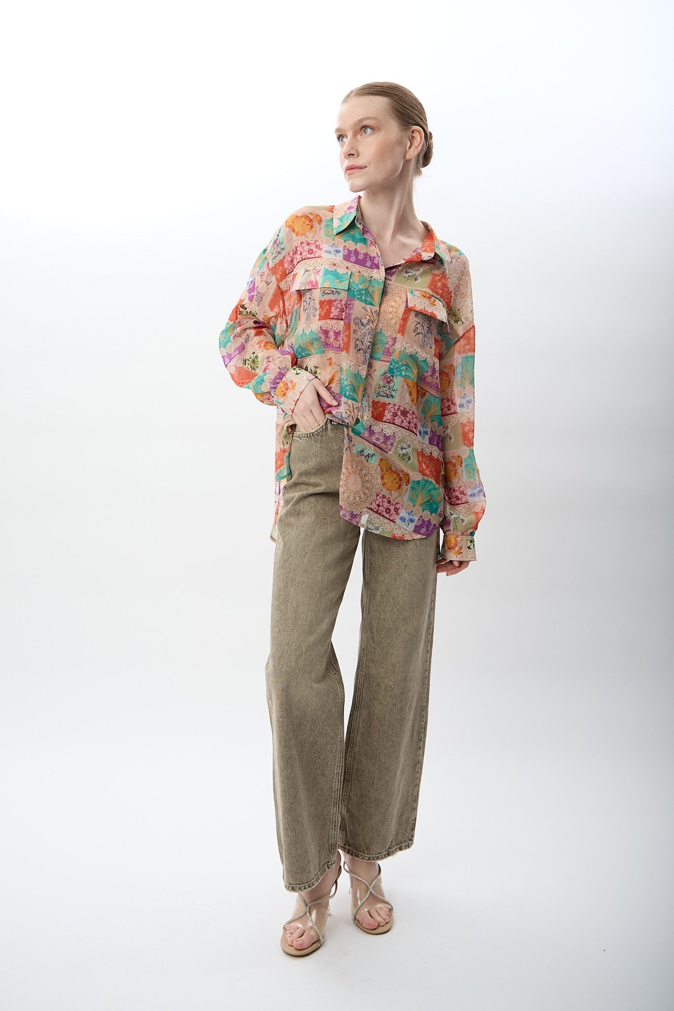 Diagonal-Yüksek Bel Kot Pantolon-Pantolon-1-Milagron.com