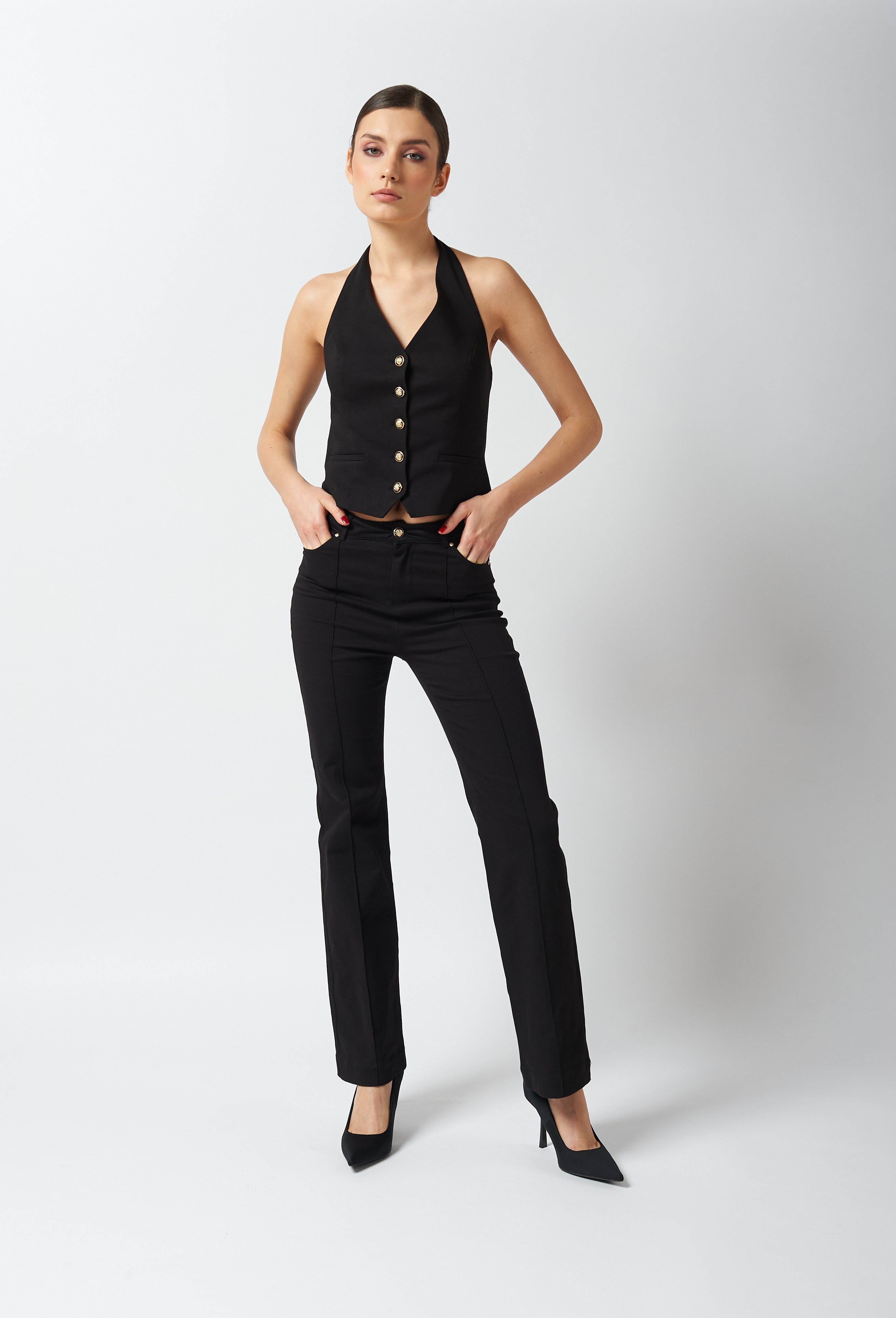 Diagonal-Yüksek Bel Pantolon-,-1-Milagron.com