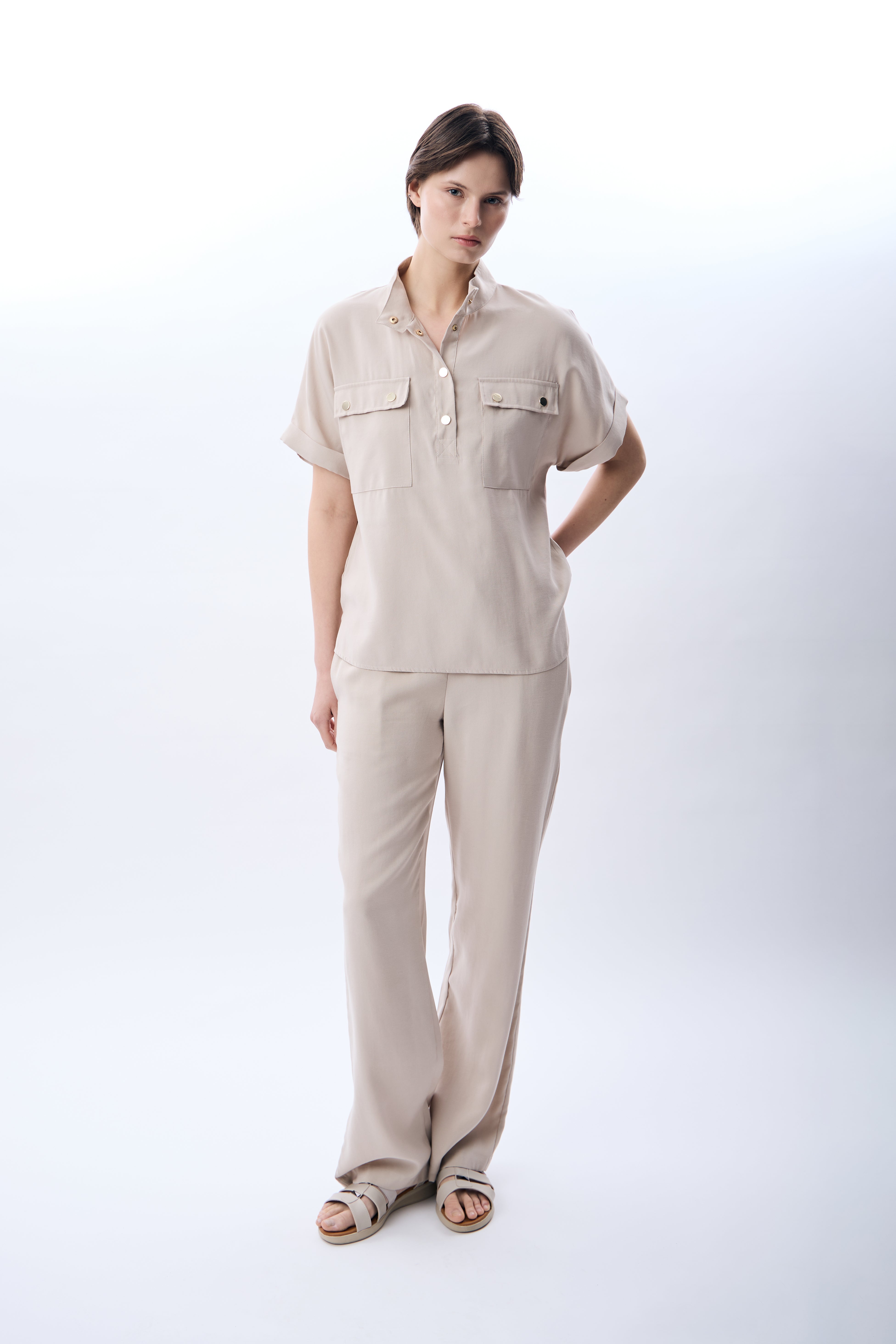 Diagonal-Yüksek Bel Rahat Kesim Pantolon-Pantolon-1-Milagron.com