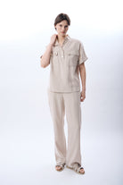 Diagonal-Yüksek Bel Rahat Kesim Pantolon-Pantolon-2-Milagron.com