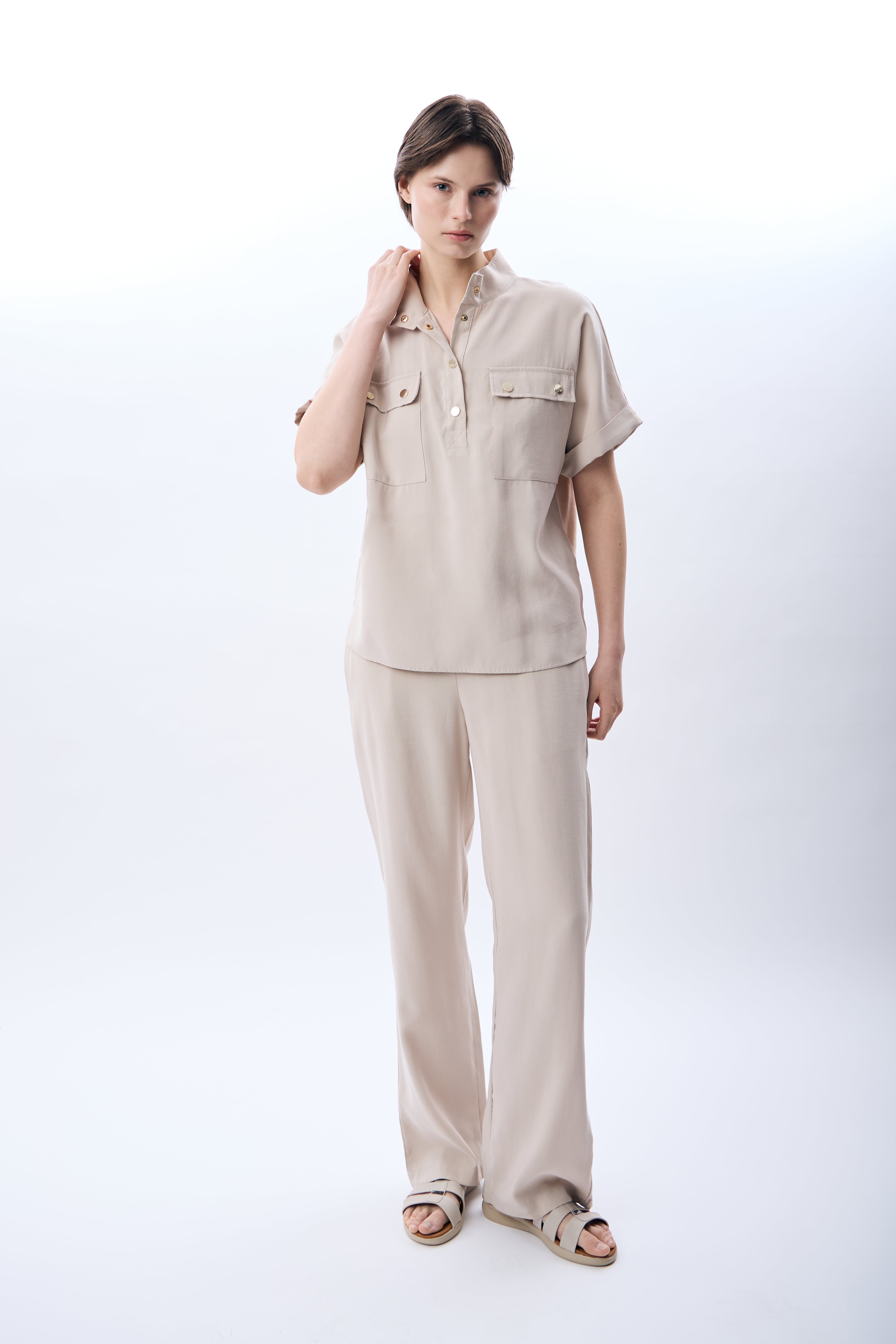 Diagonal-Yüksek Bel Rahat Kesim Pantolon-Pantolon-2-Milagron.com