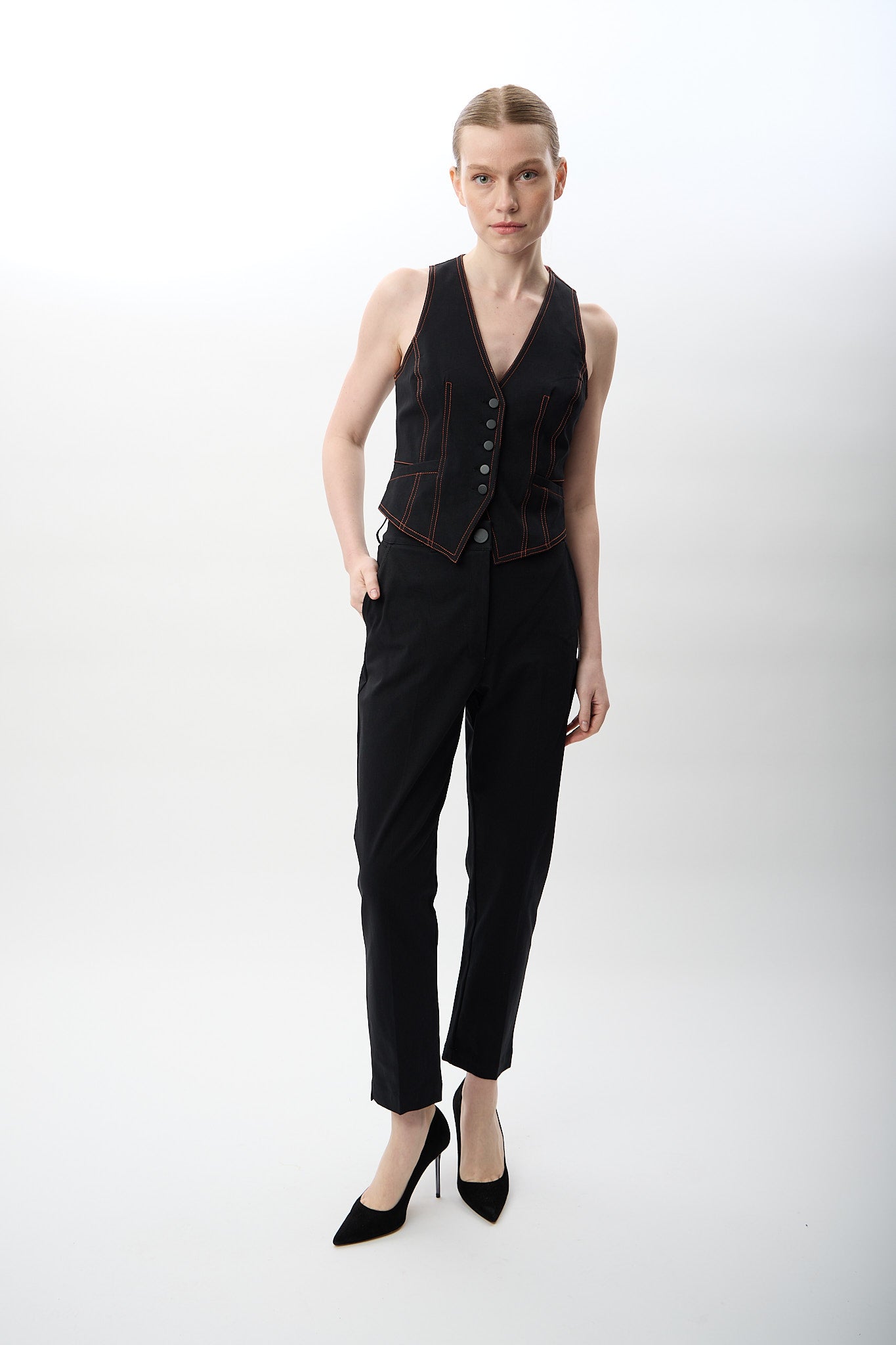 Diagonal-Yüksek Bel Rahat Kesim Pantolon-Pantolon-12-Milagron.com