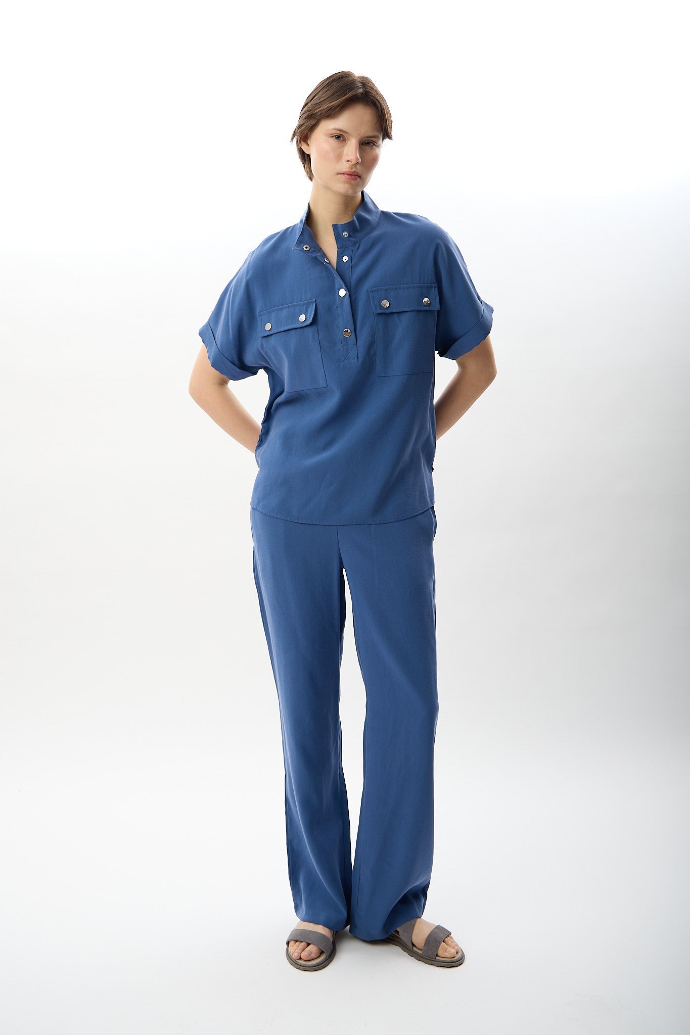 Diagonal-Yüksek Bel Rahat Kesim Pantolon-Pantolon-2-Milagron.com