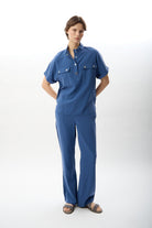 Diagonal-Yüksek Bel Rahat Kesim Pantolon-Pantolon-2-Milagron.com