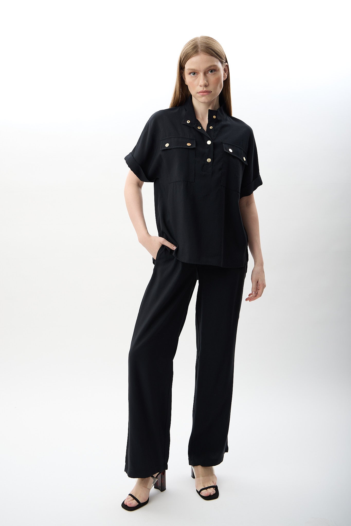 Diagonal-Yüksek Bel Rahat Kesim Pantolon-Pantolon-2-Milagron.com