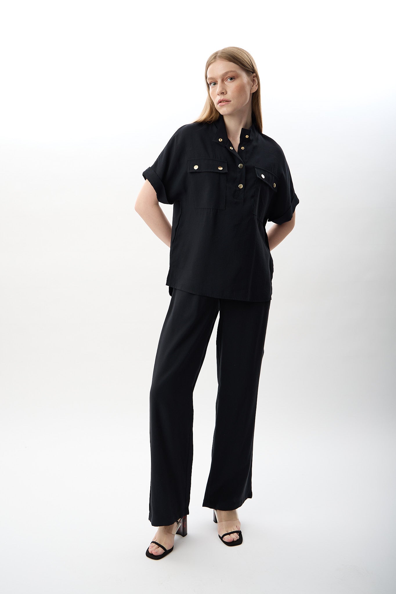 Diagonal-Yüksek Bel Rahat Kesim Pantolon-Pantolon-4-Milagron.com