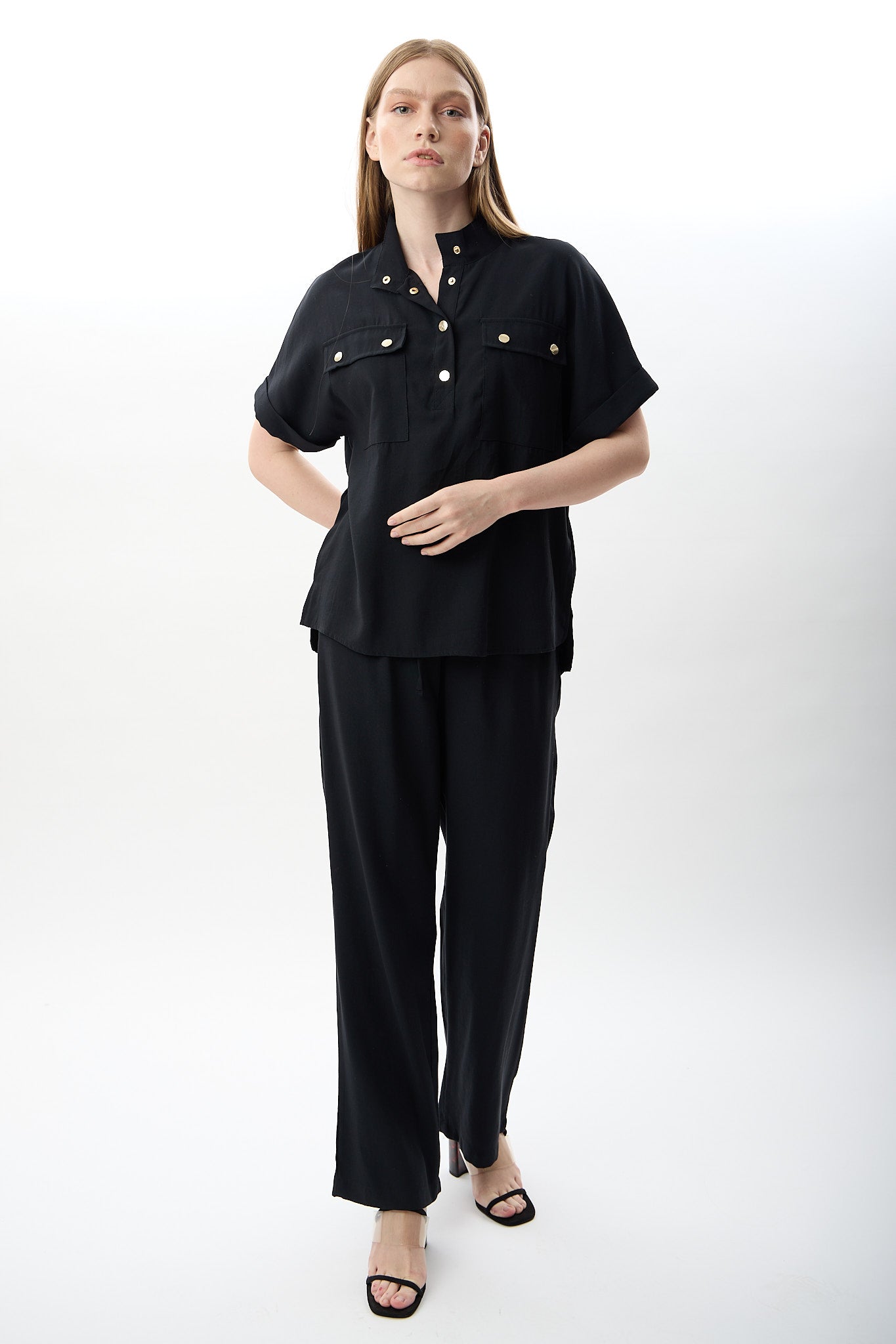 Diagonal-Yüksek Bel Rahat Kesim Pantolon-Pantolon-5-Milagron.com