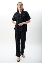 Diagonal-Yüksek Bel Rahat Kesim Pantolon-Pantolon-5-Milagron.com