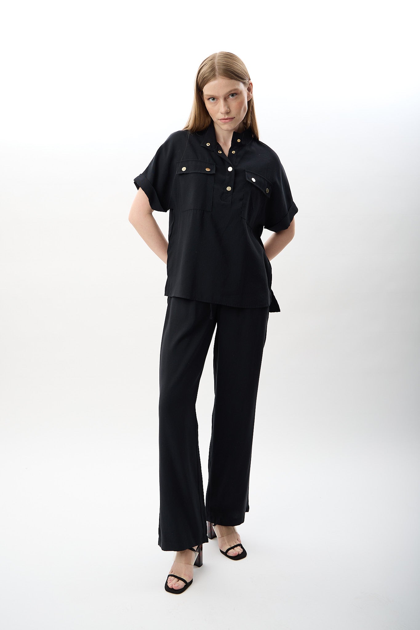 Diagonal-Yüksek Bel Rahat Kesim Pantolon-Pantolon-6-Milagron.com